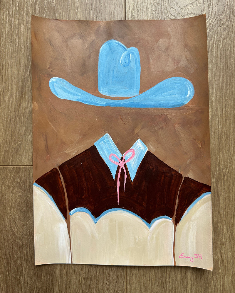 Abstract artwork on a wooden surface